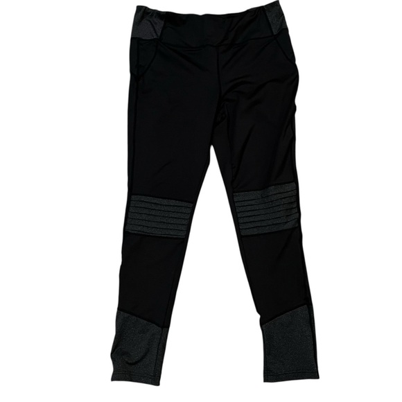 Tahari Sport Women’s XL Black Leggings Athletic Gray Accents - Picture 1 of 7